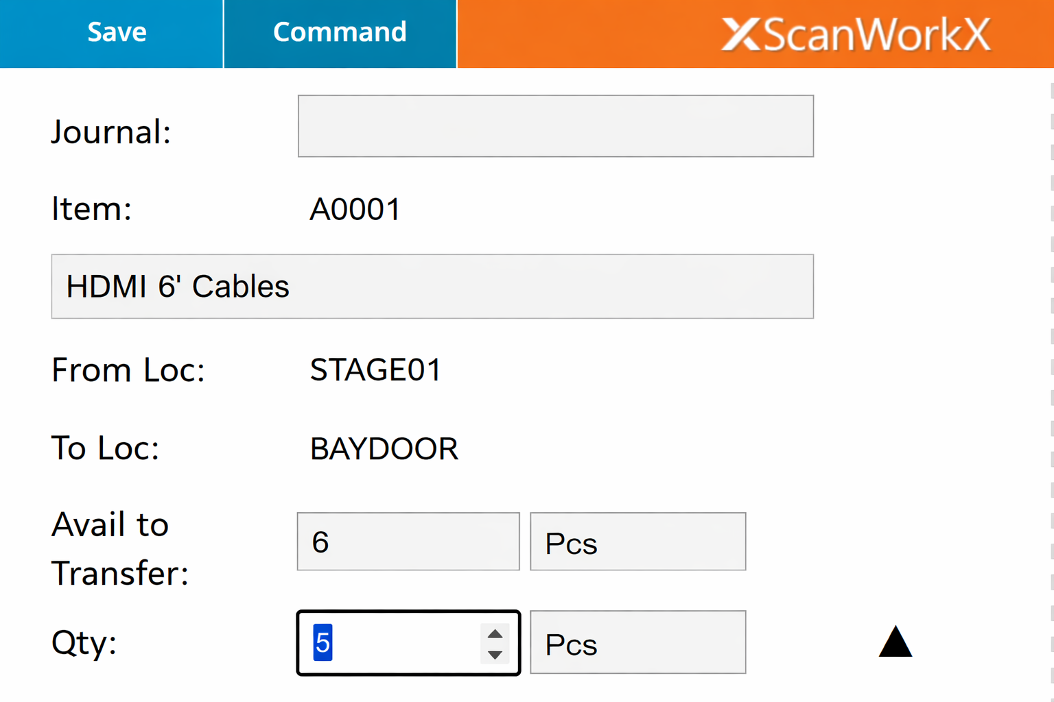 D365 Warehouse operation - ScanWorkX Application Screen