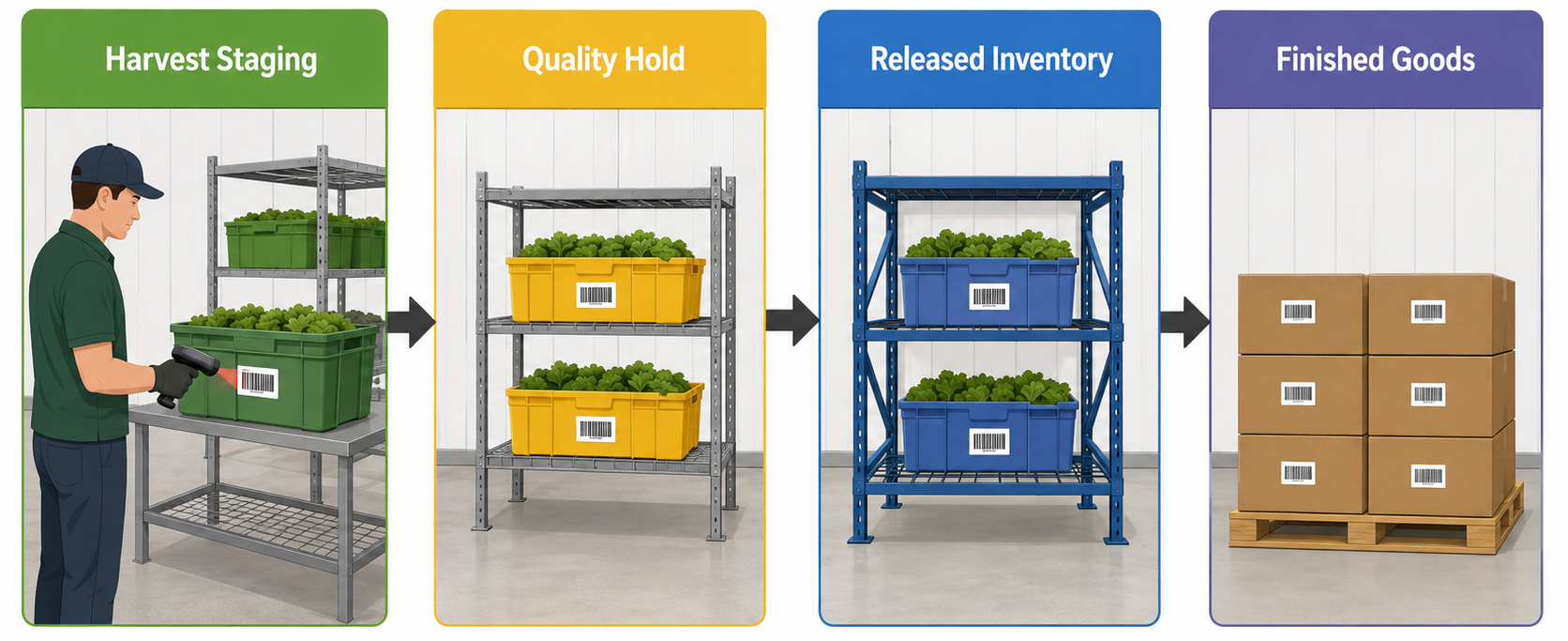 Agriculture enterprise architecture with specialized systems, Dynamics 365, ScanWorkX, and physical inventory