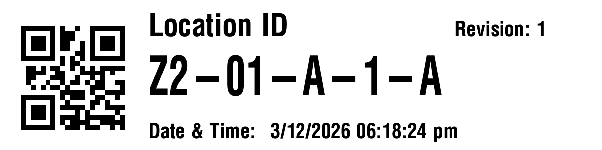 Warehouse rack location label example for EPP Label Engine templates